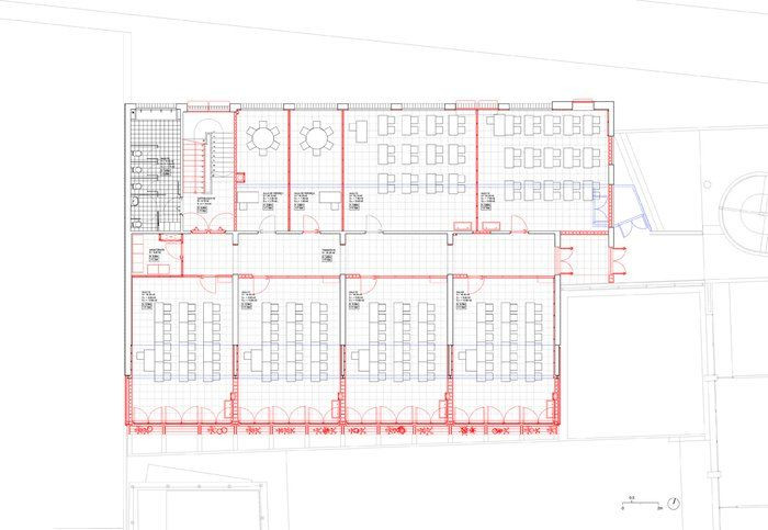 Škola v Barceloně od Harquitectes, půdorys