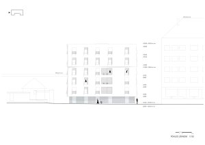 Pohled západní - architektonické návrhy řešení v průběhu projekční přípravy