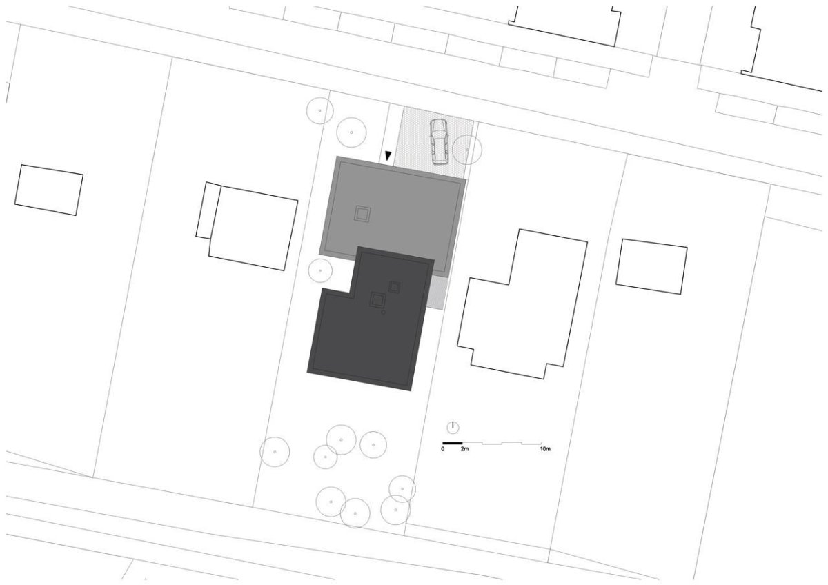 plusminusarchitects, Vrakuňa house, situace – foto