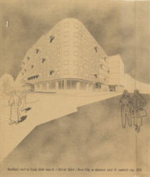 Čestmír a Lubomír Šlapetovi (pod tlakem Zdeňka Alexy a Vladimíra Meduny), Hotel Imperial v Ostravě, perspektiva, 1951, MUO