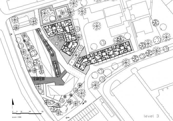 Studie bytových domů Sokolov, půdorys 4NP, Petr Tuček, object-e