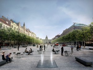 Rekonstrukce Václavského náměstí v Praze prošla aktualizací podle kanceláře Jakub Cigler Architekti. Tramvaje se mají vrátit do roku 2023.