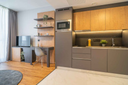 Jsou plně vybavené, včetně kuchyní - jelikož mají pokoje okolo dvaceti metrů čtverečních, jsou zpravidla jen drobné.