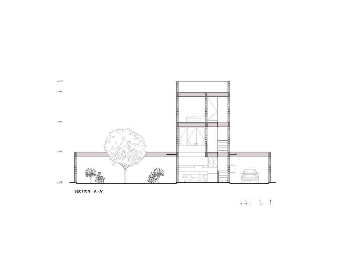 Casa Guadalupe, řez, Omar Lopéz Bautista