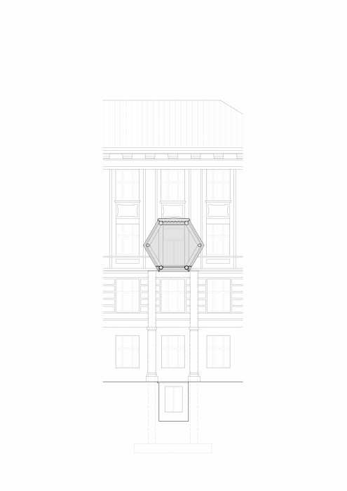 Spojovací lávky VŠCHT, Opočenský Valouch architekti, detail řezu lávky u ulice Zikova