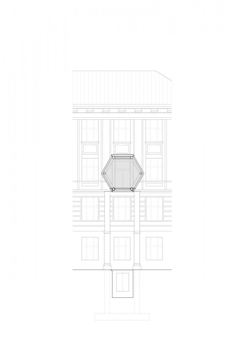 Spojovací lávky VŠCHT, Opočenský Valouch architekti, detail řezu lávky u ulice Zikova