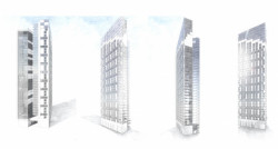 Návrh studentského bydlení v Holešovicích, skica, Eliška Ptáčková.