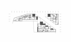 Vítězný návrh bytového domu v Ostravě, půdorys 6NP, Michal Palaščák, dílna.