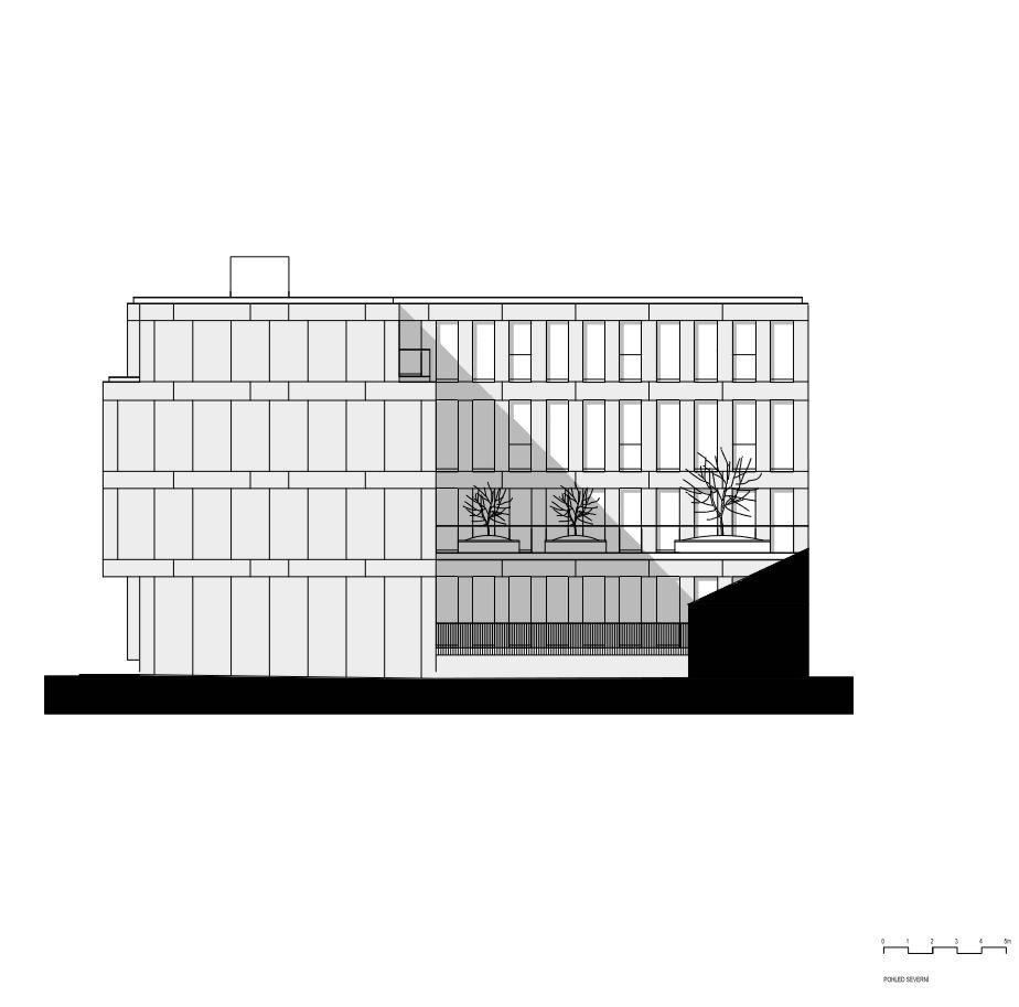 Polyfunkční dům Kvítková, severní pohled, Chládek architekti