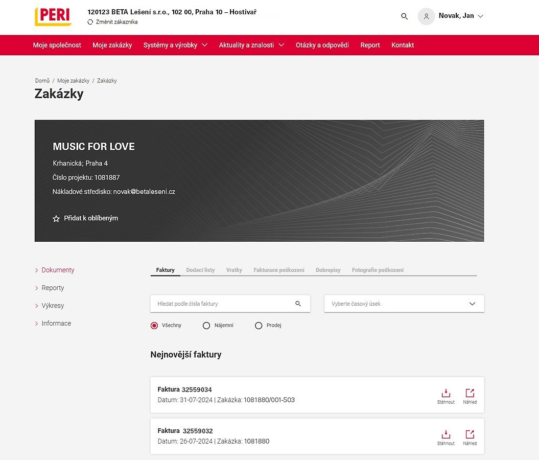 myPERI portál - Efektivní správa stavebních projektů