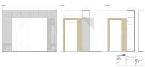architectureMADE, rekonstrukce bytu paneláku v Plzni, skříň v předsíni, výkres