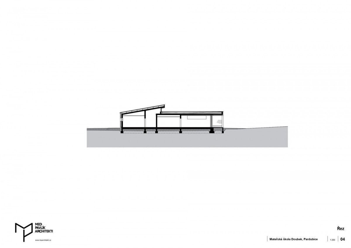 Mateřská škola Doubek v Pardubicích, Med Pavlík architekti: Řez