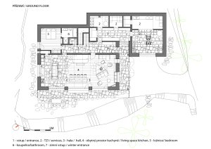 Půdorys 1.NP (Chalupa Wunderbaude, A1Architects)