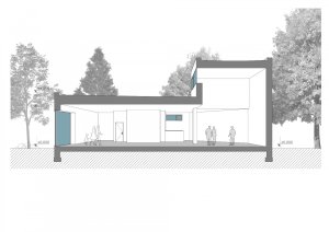 Výstavní galerie STAGE GARDEN, Janca architect / Karel Janča, podélný řez