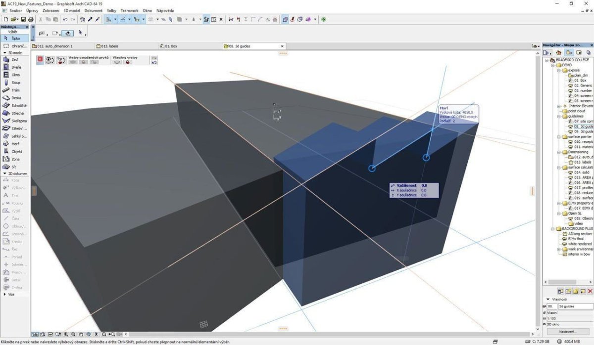 Obr. 4: ArchiCAD 19 - Srozumitelné interaktivní prostředí, jednoduchý přechod od 2D do 3D - foto