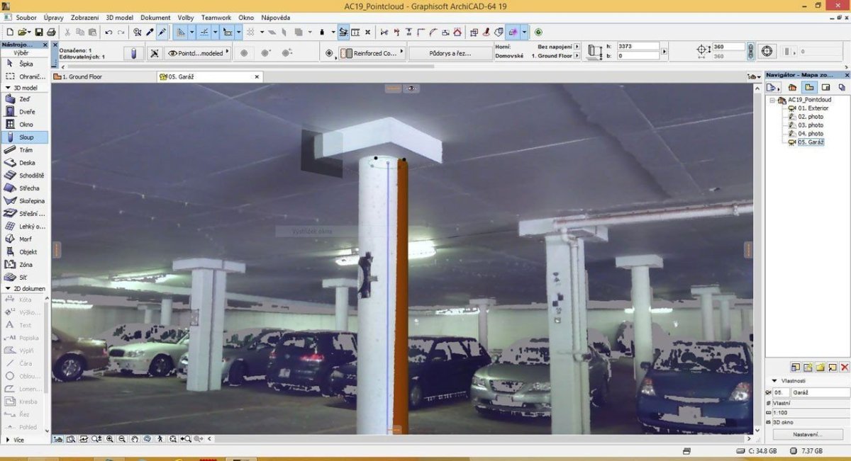 Obr. 5: ArchiCAD 19 - 100% přesné 3D zaměření stávajícího stavu  - foto