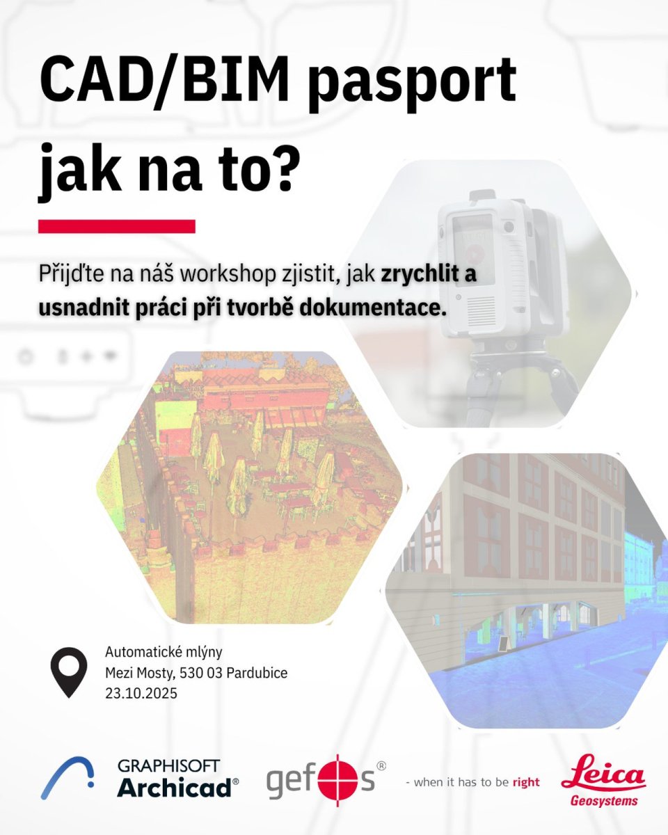 SCAN4BIM zve na na workshop CAD/BIM pasport – jak na to? Uskuteční se v prostorách Automatických mlýnů v Pardubicích.