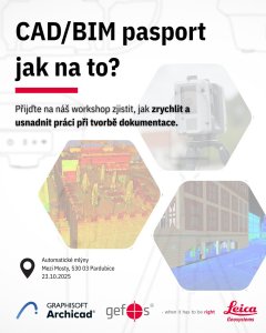 SCAN4BIM zve na na workshop CAD/BIM pasport – jak na to? Uskuteční se v prostorách Automatických mlýnů v Pardubicích.