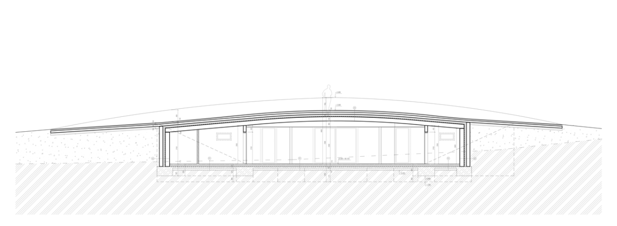 David Prudík, M&P Architekti, Park 4Dvory, kavárna, řez podélný I-I' – foto