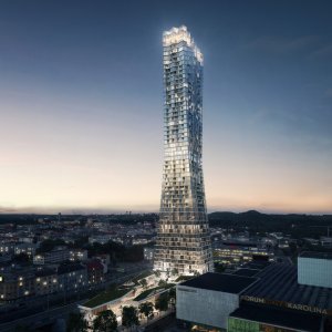 Návrh mrakodrapu Ostrava Tower z dílny studia Chybík+Krištof