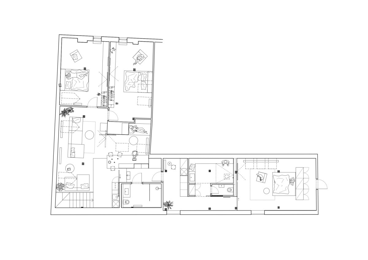 Půdorys - návrh (Chalupa na Vysočině; Plus One Architects)