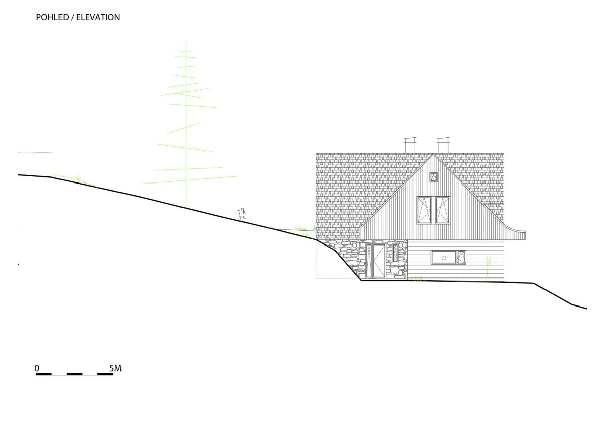 Pohled (Chalupa Wunderbaude, A1Architects)