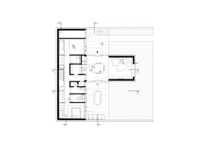 Půdorys 1.NP (Víkendový dům nad přehradou, NOIZ architekti)