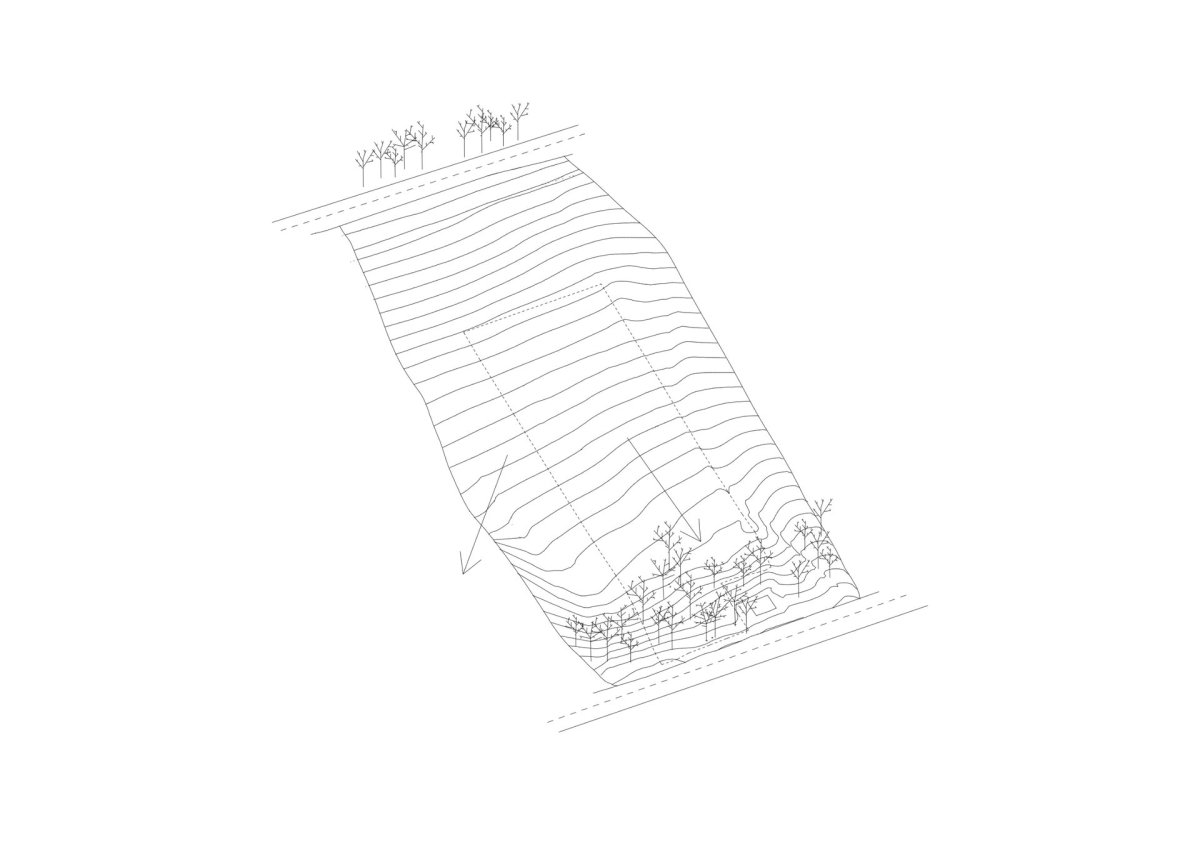 Axonometrie (Víkendový dům nad přehradou, NOIZ architekti)