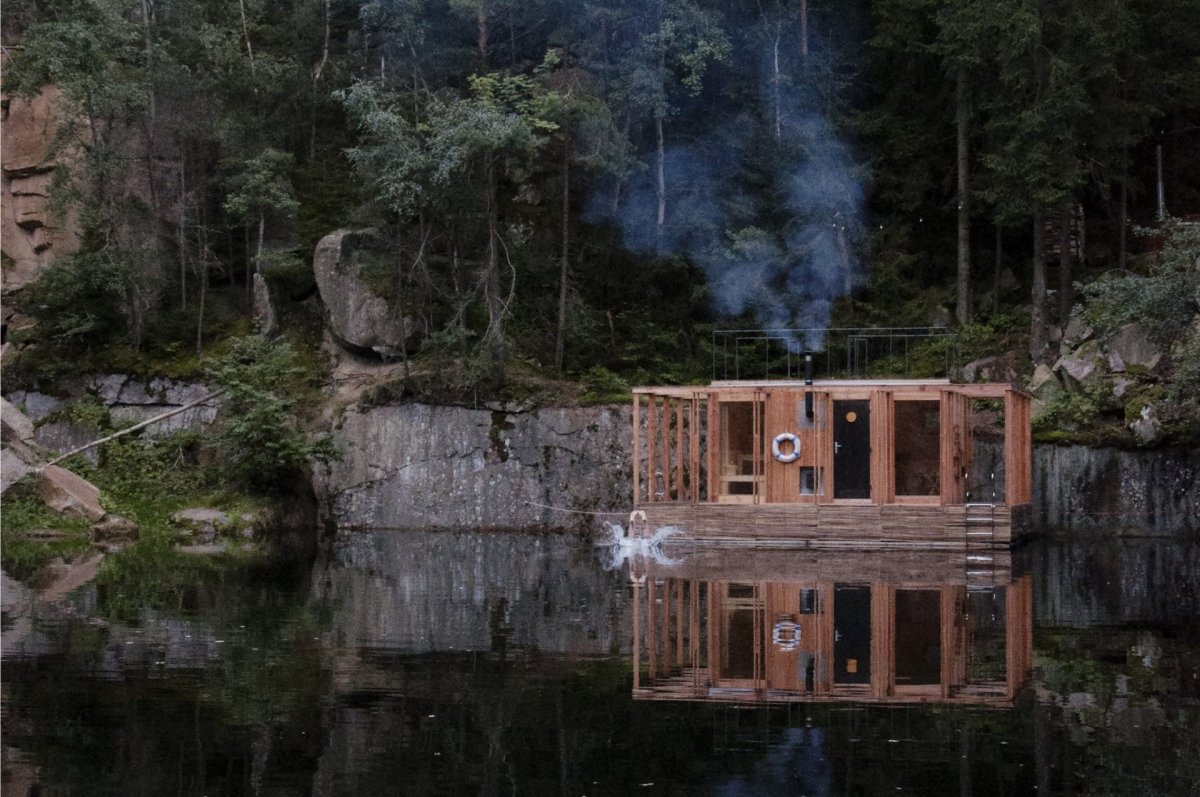 Plující sauna Lom od ateliéru Hra