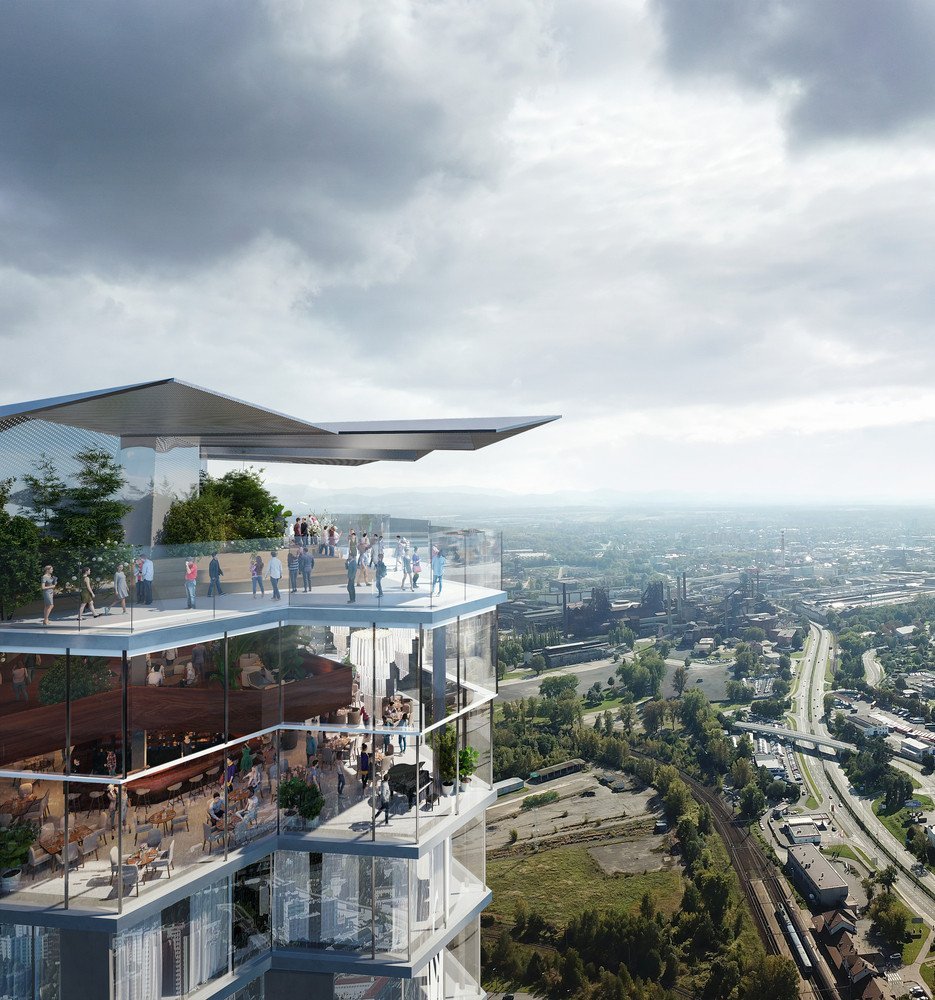Návrh mrakodrapu Ostrava Tower z dílny studia Chybík+Krištof